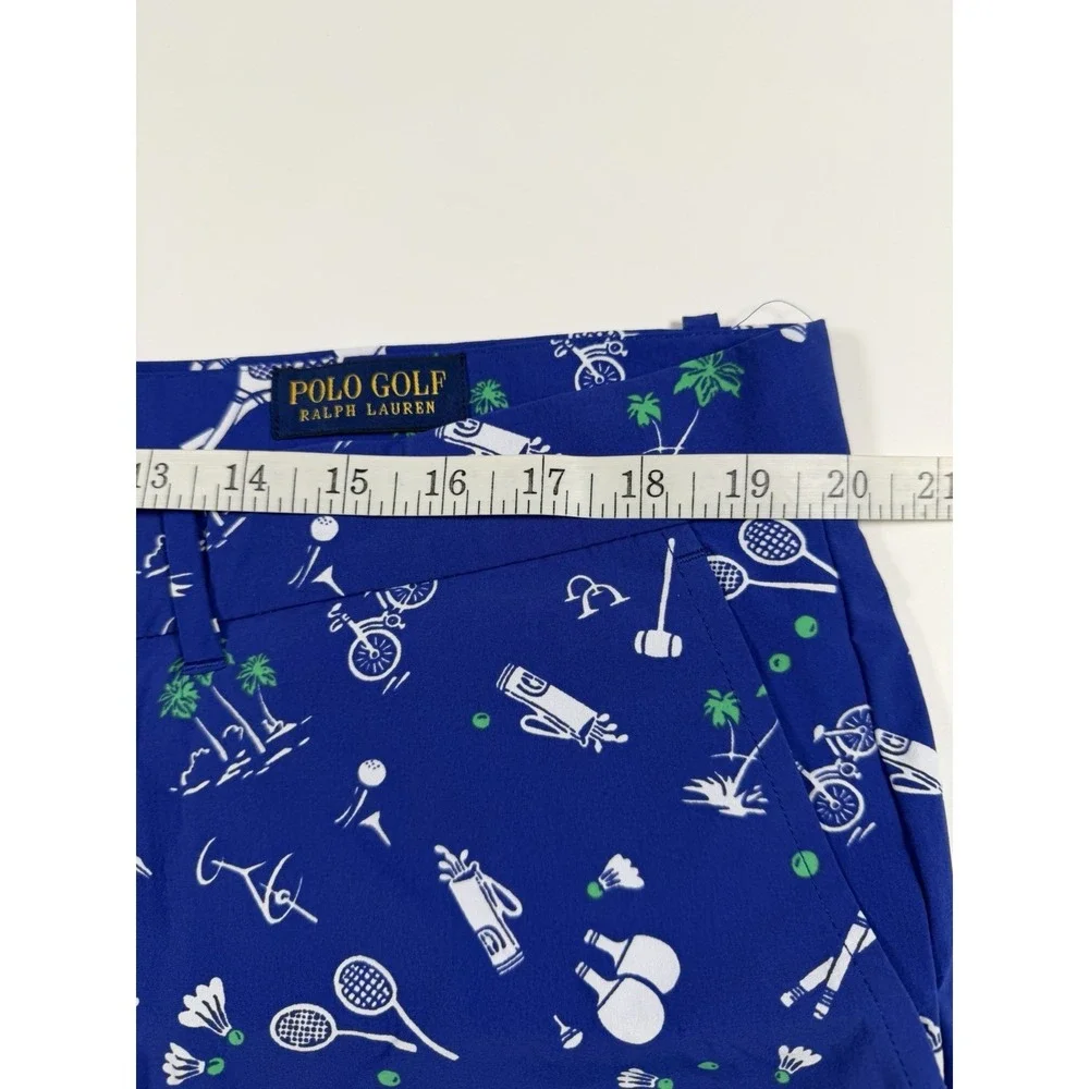 Polo Golf Ralph Lauren Classic Fit Shorts Mens 38 Sport Print Blue Wicking Golf